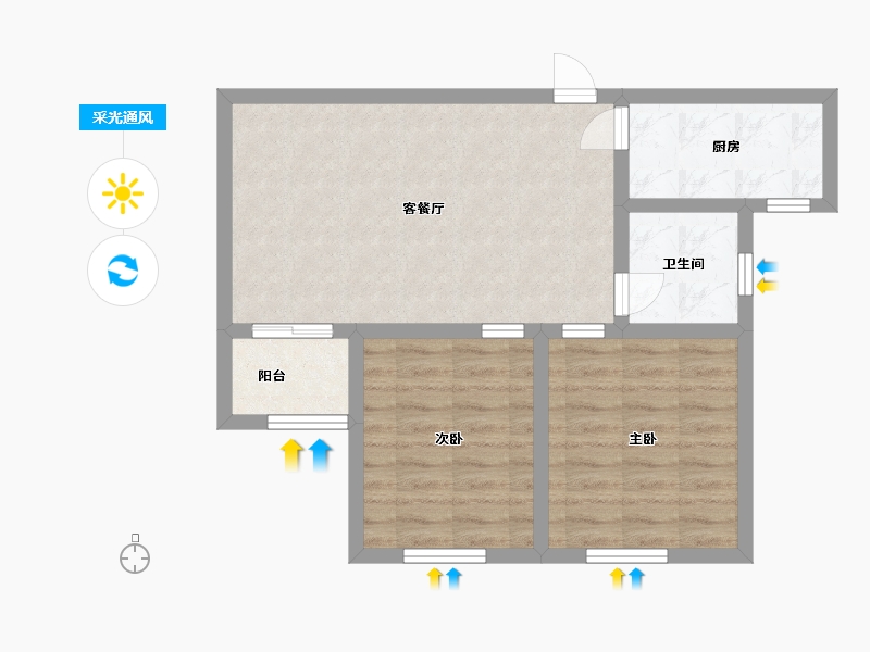 山东省-潍坊市-和佳翠园-60.80-户型库-采光通风