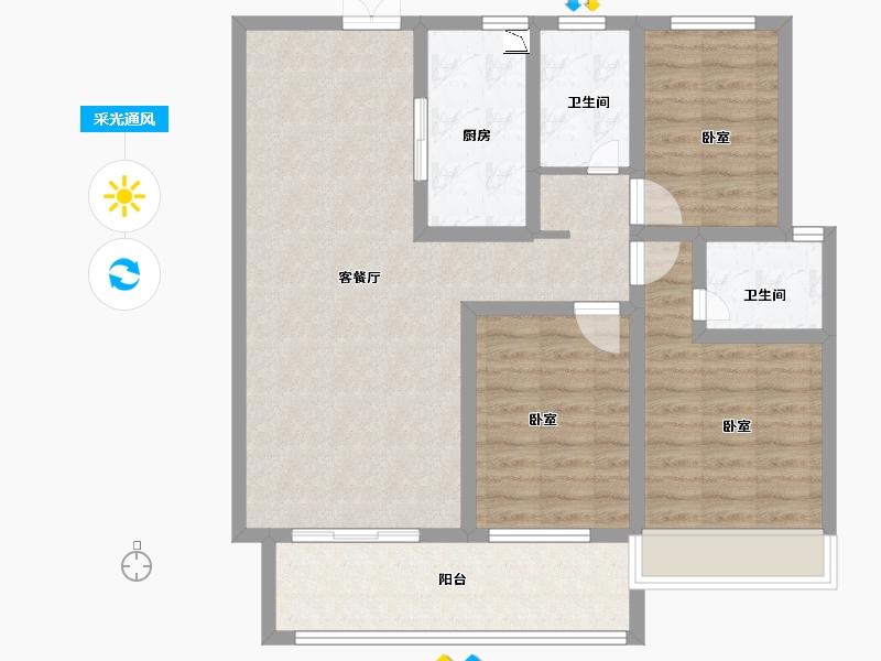 山东省-菏泽市-嘉利学府-93.00-户型库-采光通风