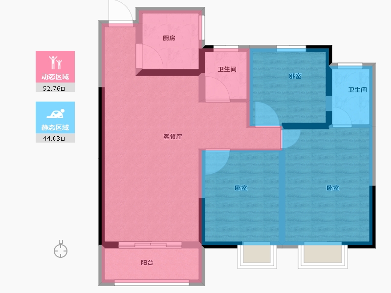 河南省-郑州市-博府华庭-86.00-户型库-动静分区