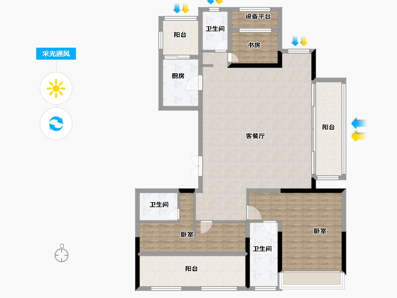 浙江省-绍兴市-世茂璀璨明樾-143.00-户型库-采光通风