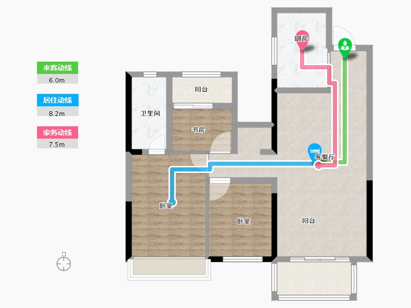 浙江省-绍兴市-世茂璀璨明樾-94.00-户型库-动静线