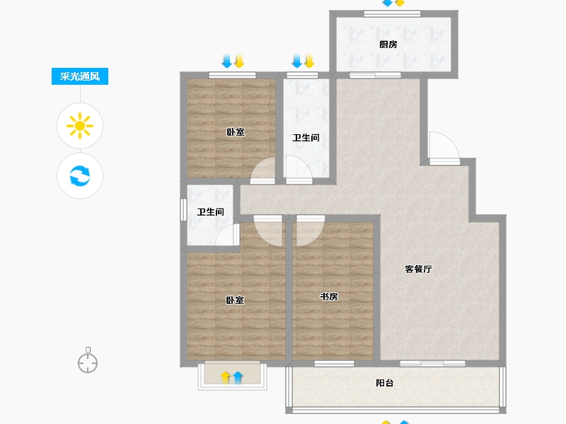 河南省-洛阳市-曌华水郡-116.81-户型库-采光通风