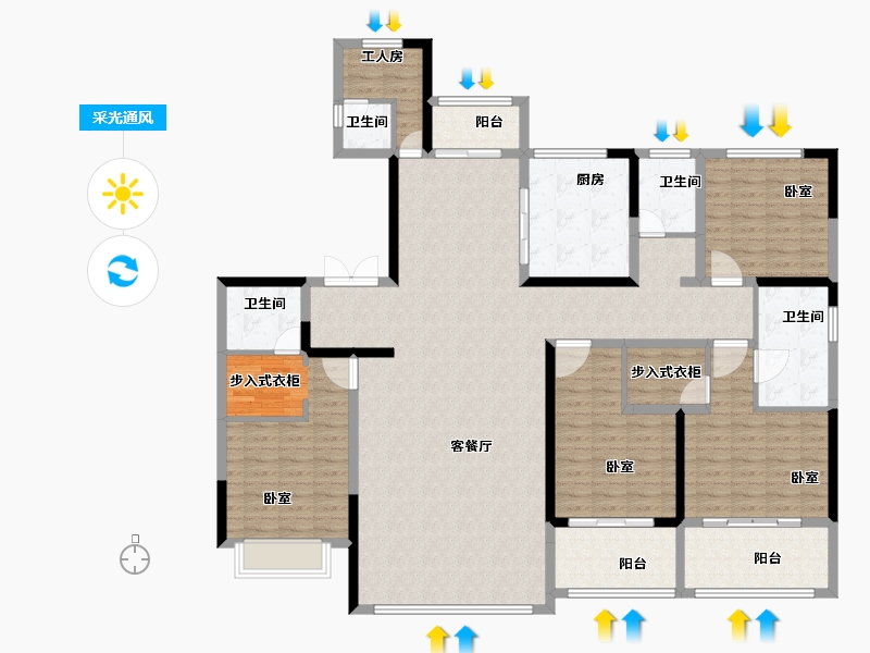 河南省-郑州市-星联湾·璟和-180.06-户型库-采光通风