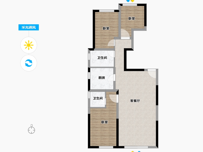 新疆维吾尔自治区-乌鲁木齐市-和瑞悦府-95.76-户型库-采光通风