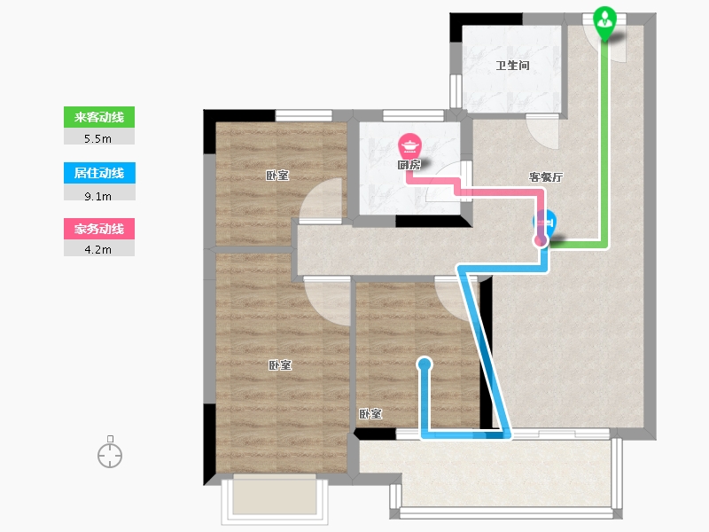 浙江省-舟山市-金塘颐景园-72.99-户型库-动静线