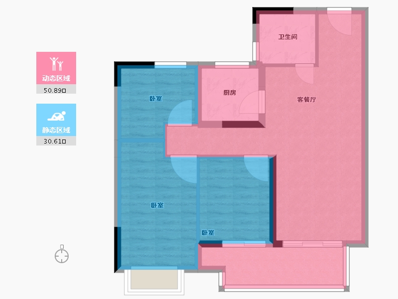 浙江省-舟山市-金塘颐景园-72.99-户型库-动静分区