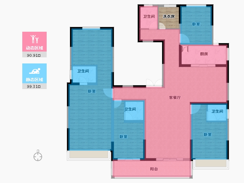 河南省-焦作市-金山东方花园-174.77-户型库-动静分区