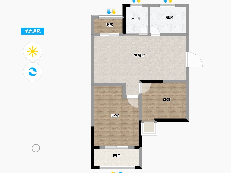 浙江省-金华市-香堤意墅澜庭-71.64-户型库-采光通风