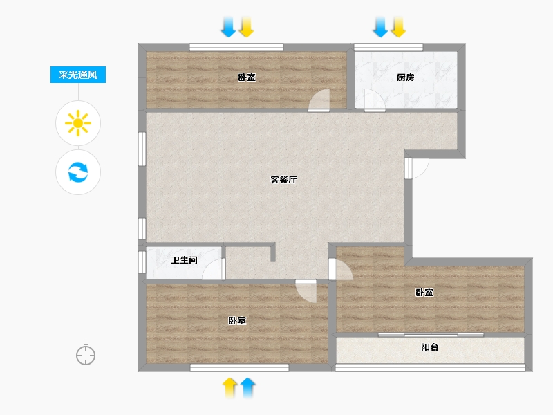 山东省-聊城市-顺合广场-88.20-户型库-采光通风