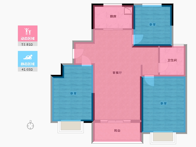 山东省-济南市-鑫苑御泉湾-84.45-户型库-动静分区