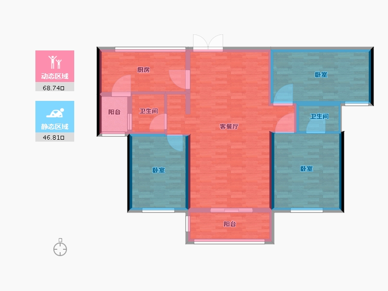 河南省-郑州市-鼎润·柳湖佳苑-103.87-户型库-动静分区