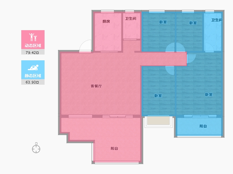 河南省-郑州市-碧桂园象府-131.00-户型库-动静分区