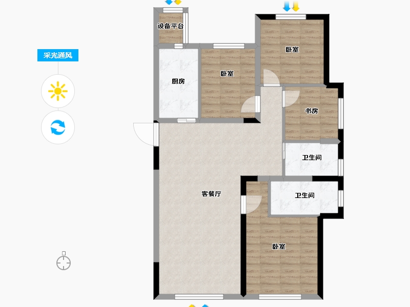 新疆维吾尔自治区-乌鲁木齐市-乌房紫云台-98.08-户型库-采光通风