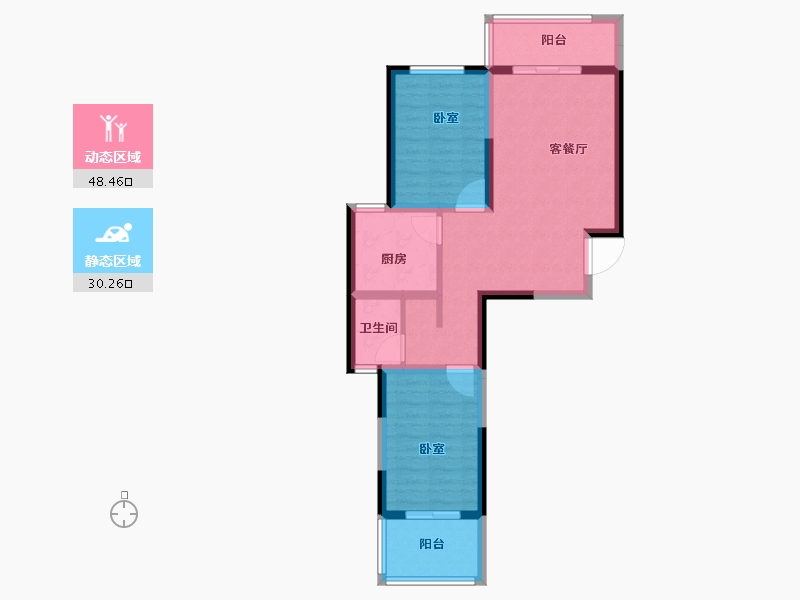 河南省-郑州市-锦雍水之郡-69.65-户型库-动静分区