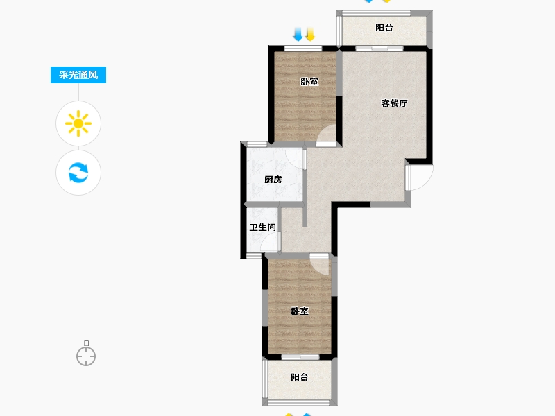 河南省-郑州市-锦雍水之郡-69.65-户型库-采光通风