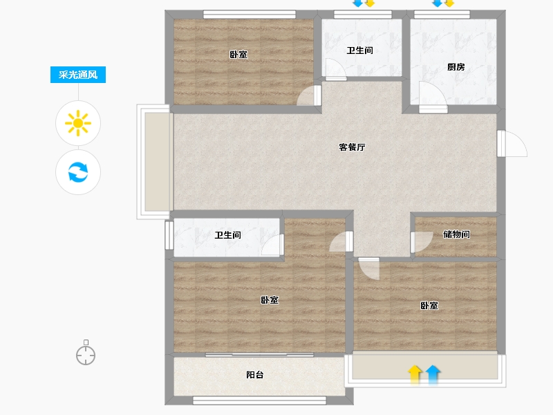 山东省-菏泽市-军威舜馨苑-95.53-户型库-采光通风