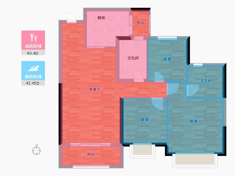 河南省-郑州市-郑州恒大林溪郡-93.63-户型库-动静分区