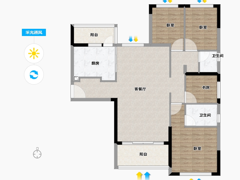 福建省-龙岩市-连城恒大悦澜湾-107.60-户型库-采光通风