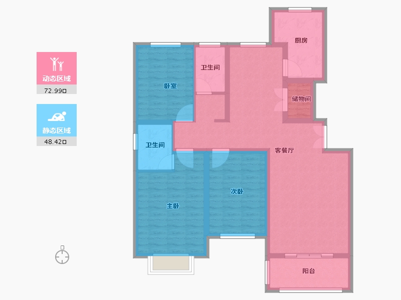 山东省-枣庄市-富翔庄园二期-108.54-户型库-动静分区