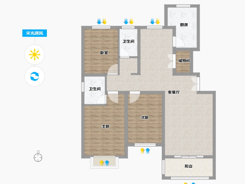 山东省-枣庄市-富翔庄园二期-108.54-户型库-采光通风