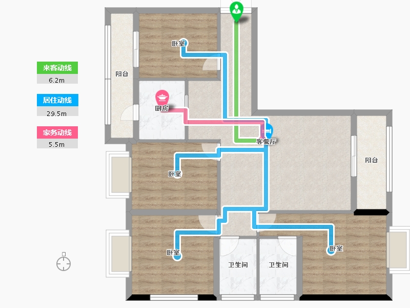 福建省-龙岩市-武平福景公园壹号-101.94-户型库-动静线