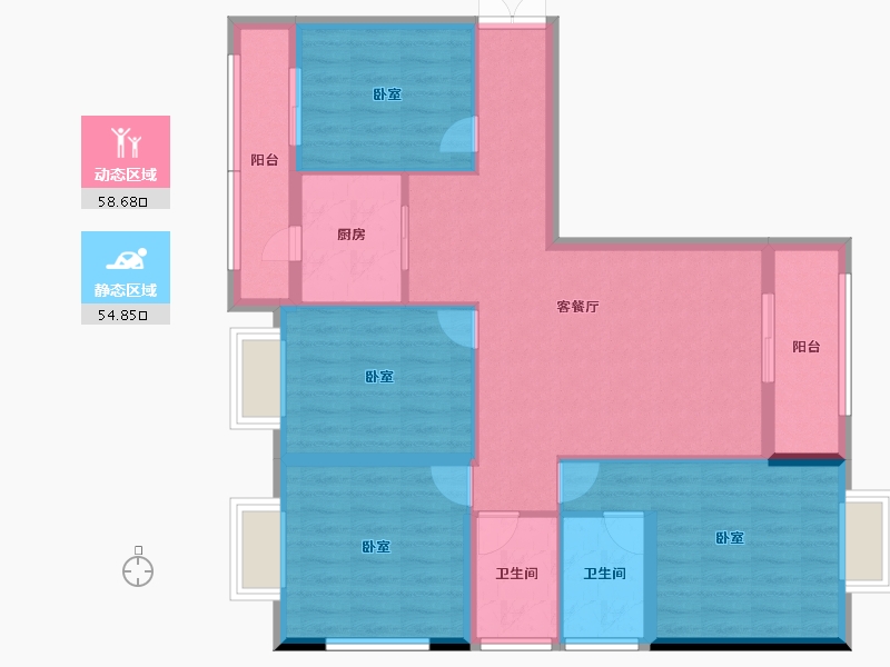 福建省-龙岩市-武平福景公园壹号-101.94-户型库-动静分区