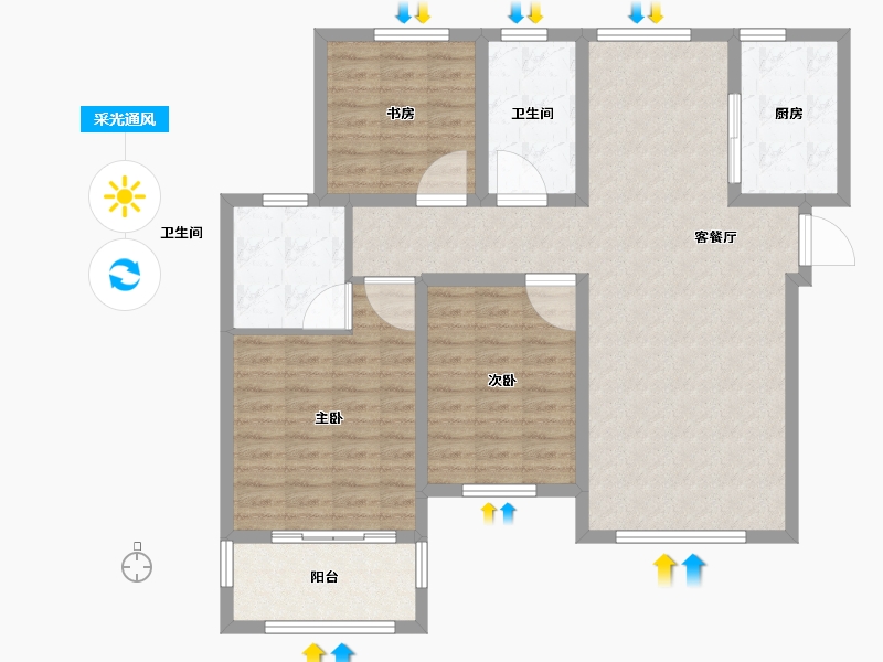 山东省-威海市-保利红叶谷-105.00-户型库-采光通风