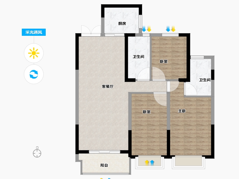 河南省-洛阳市-恒泰中心-102.42-户型库-采光通风