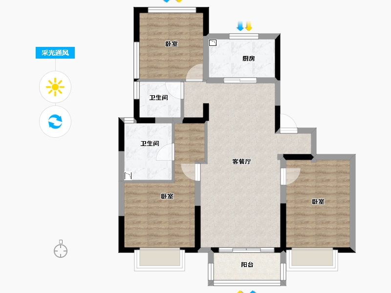 河南省-开封市-开封富力湾-83.59-户型库-采光通风