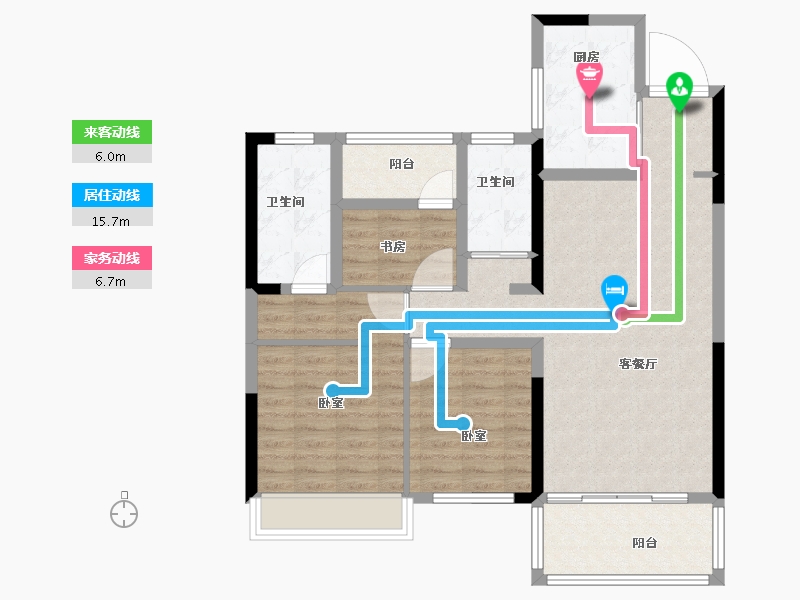 浙江省-绍兴市-世茂璀璨明樾-94.00-户型库-动静线