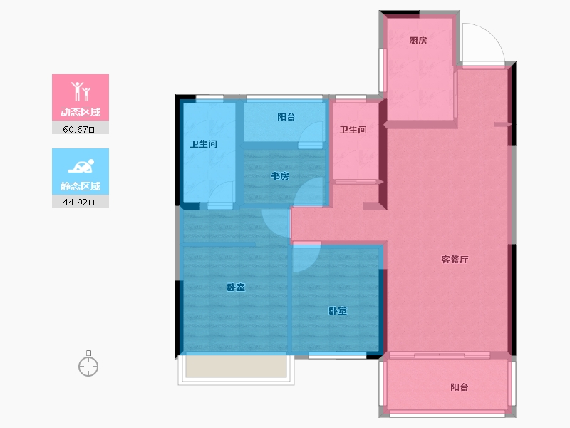 浙江省-绍兴市-世茂璀璨明樾-94.00-户型库-动静分区