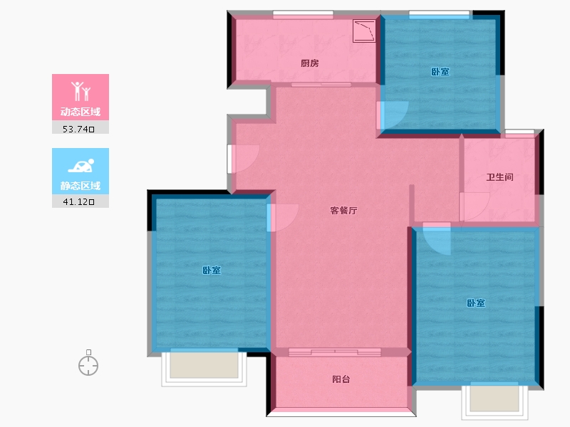 山东省-济南市-鑫苑御泉湾-84.45-户型库-动静分区