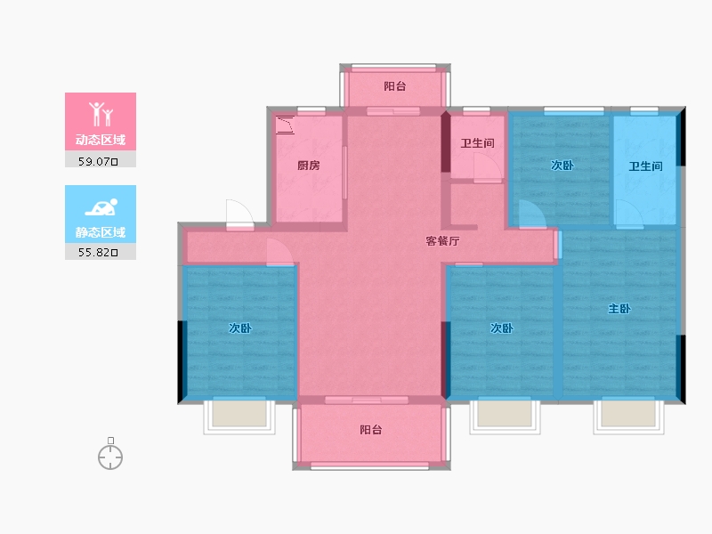 江西省-宜春市-阳光城檀府-102.41-户型库-动静分区