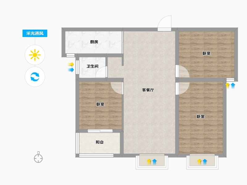 山东省-枣庄市-润泰公馆-89.25-户型库-采光通风