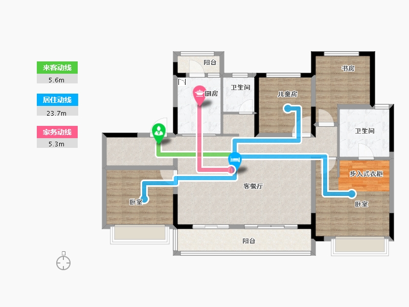 河南省-郑州市-金科博翠书院小镇-127.32-户型库-动静线