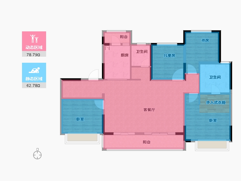 河南省-郑州市-金科博翠书院小镇-127.32-户型库-动静分区