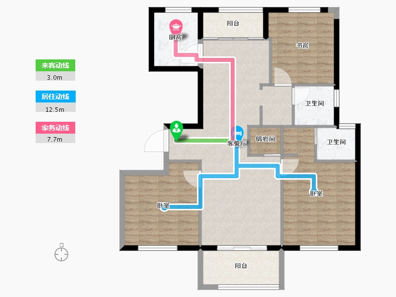 浙江省-绍兴市-宝业新桥风情-104.00-户型库-动静线