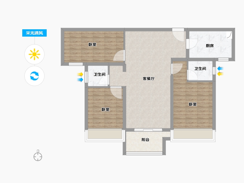 河南省-洛阳市-建业世悦府-92.00-户型库-采光通风