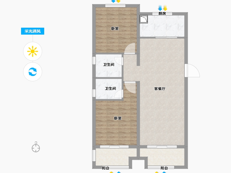 安徽省-合肥市-祥和公馆-87.00-户型库-采光通风