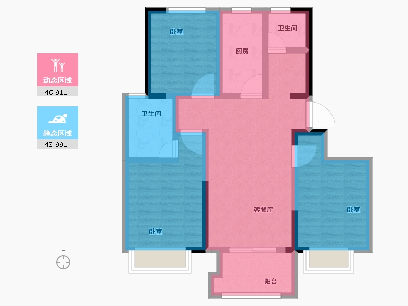 河南省-郑州市-宏江溢彩年华-79.70-户型库-动静分区