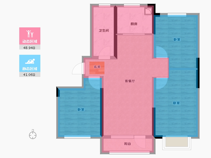 山东省-烟台市-中节能朗庭-79.62-户型库-动静分区