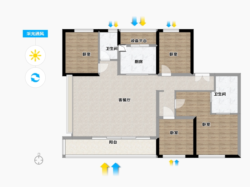 浙江省-绍兴市-阳光城碧桂园玺园-133.17-户型库-采光通风