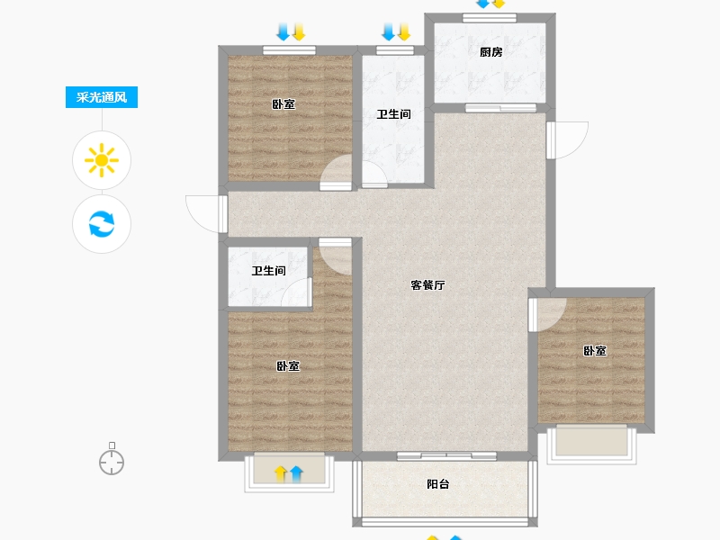 河南省-安阳市-林州凤凰新城-104.47-户型库-采光通风