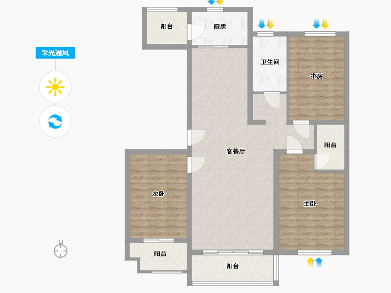 山东省-潍坊市-中房幸福名都-115.00-户型库-采光通风