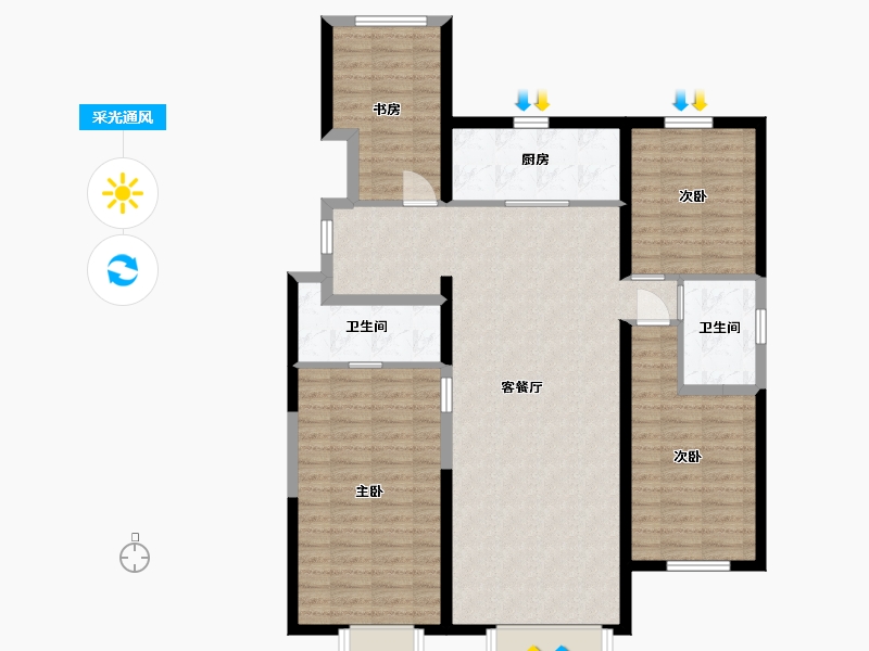 山东省-潍坊市-阳光100喜马拉雅-115.81-户型库-采光通风