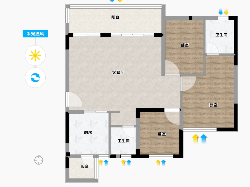 福建省-龙岩市-连城恒大悦澜湾-89.21-户型库-采光通风