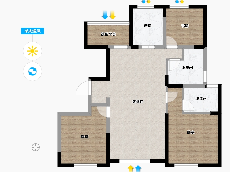 新疆维吾尔自治区-乌鲁木齐市-乌房紫云台-89.44-户型库-采光通风