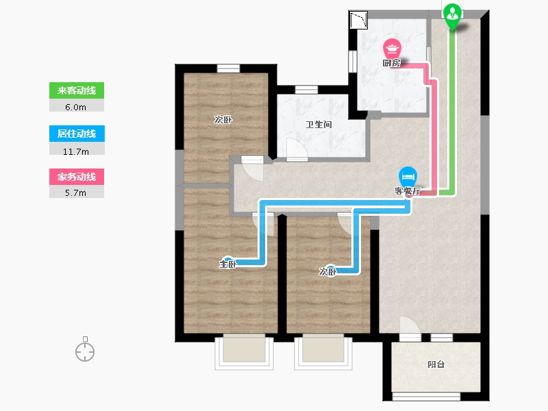 山东省-青岛市-青岛龙湖光年-70.99-户型库-动静线