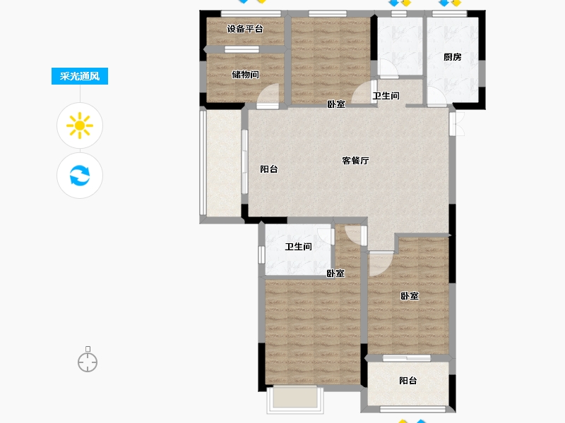 浙江省-绍兴市-光明海樾传奇-106.62-户型库-采光通风