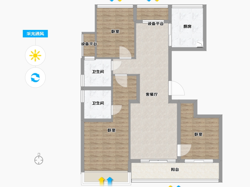 浙江省-舟山市-绿城柳岸晓风花园-98.01-户型库-采光通风